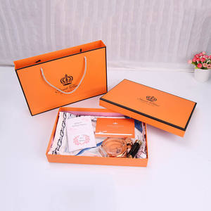 Customized Luxury Orange Scarf Gift Box UV Coating Recycled Materials Paper Packaging Sponge Liner for Handbag Clothes Underwear - Product Image 1