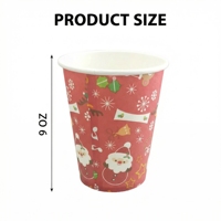 Einweg-Pappbecher mit Aufdruck 9OZ 10 Stück Rote Weihnachtsblätter Lebensmittelecht Festliche Party-Tischdekoration Eleganter Feiertagsgebrauch