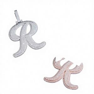 Custom Letter Moissanite Pendant 925 <b>Silver</b> Iced Out Bezel Set Charm for Party Gift - Product Image 2