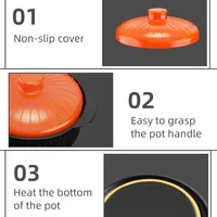 Casserole en céramique classique noir-orange de 114oz résistante aux chocs thermiques allant au four et au lave-vaisselle pour soupes/ragoûts
