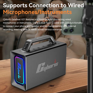 デュアルUHFワイヤレスマイクと振動RGBライト内蔵ミキサー付きCyboris-X21ポータブル200Wカラオケパーティーマシン - Product Image 3