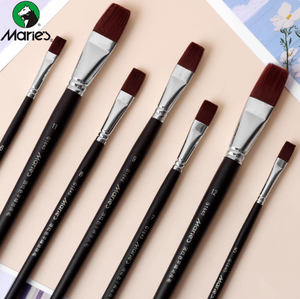 Marie's G1640 Stylo Plat Pinceau Aquarelle Nylon et Acrylique en Rouge Vin pour <span class=keywords><strong>Gouache</strong></span> à l'Huile et Aquarelle - Product Image 1