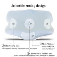 Oreiller cervical ergonomique en mousse à mémoire de forme, soutien cervical papillon, oreiller profilé à rebond lent, design 3 zones pour les dormeurs sur le côté et sur le dos