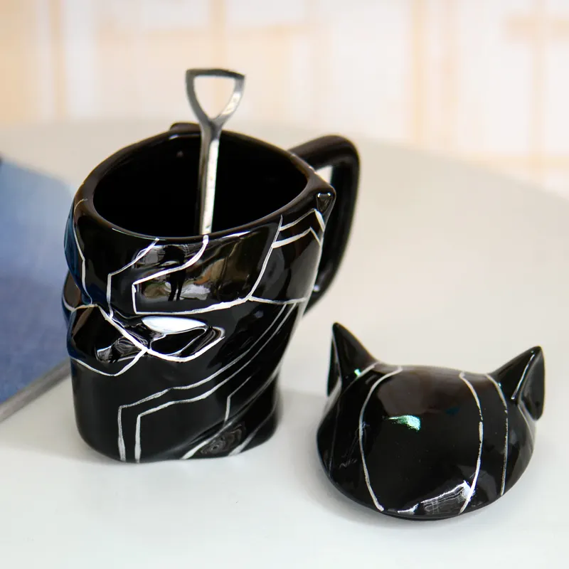 Máscara de cerâmica para personagem de herói, máscara cosplay com alça, café, chá, leite, café da manhã, copos para amantes de filmes, coleção