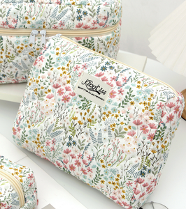 2026 grosir tas kosmetik bunga segar lucu perjalanan portabel tas penyimpanan perawatan kulit tas Makeup katun berlapis kapasitas besar - Product Image 6