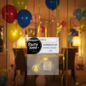 Guirlande LED jaune Party Love 2,5 m avec piles pour décoration de fête - Product Image 3