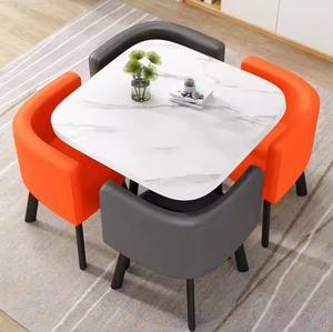 Cheap Modern Hotel <b>Restaurant</b> Meeting Room <b>Furniture</b> OEM Colors Wooden Metal Iron Square Dining Set Table and Chairs - Product Image 4