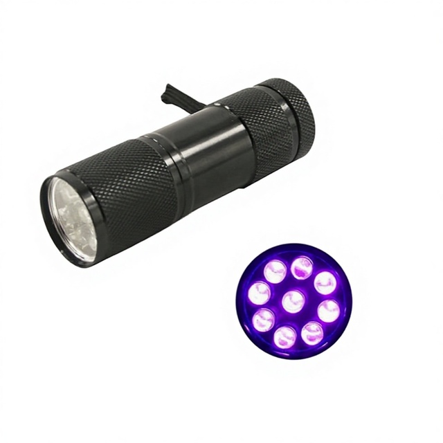 Wholesale Promotion Gift 9LEDs Mini White Light 365nm UV Flashlight AA Tail Strip Waterproof IP44 Portable Torch EDC