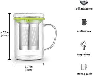 Juego de <span class=keywords><strong>Tazas</strong></span> de Vidrio de Boca Ancha Hechas a Mano con Bambú, Infusor de Té Ecológico Moderno de 350ml/450ml, de Vidrio Borosilicato de Alta Calidad - Product Image 3