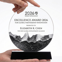 Trophée en cristal de marbre noir personnalisé, plaque ronde gravée, récompense pour l'excellence en matière de partenariat d'entreprise