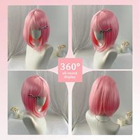 Perruque Bob Rose avec Frange pour Femme, 10 Pouces, Synthétique, Lisse Moderne, pour Cosplay, Remplacement Capillaire Naturel, Utilisation Quotidienne et Fêtes