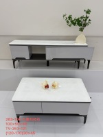 Meja TV Modern Custom, Meja Kopi dengan Top MDF, Marmer Buatan Ramah Lingkungan, Laci Halus, Rangka Logam, Furnitur Ruang Tamu