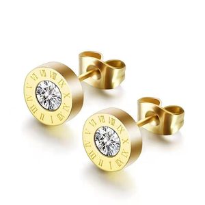 Pendientes de tuerca con cristales de imitación y engaste redondo, unisex, para uso diario - Product Image 5