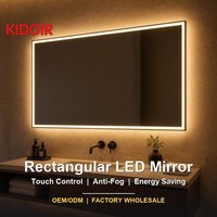 Miroir de salle de bain rectangulaire KIDOIR à LED sans cadre, rétroéclairé, anti-buée, tactile, à intensité variable, mural, pour hôtel, vente en gros, usine