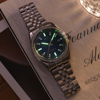 Montre mécanique I&W CARNIVAL Luxury Fashion Automatic Diver 40 mm en acier inoxydable avec boîtier octogonal et fermoir papillon, mouvement Seiko NH35.