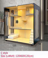 Cage à chat multifonctionnelle en bois massif à deux niveaux pour l'intérieur, avec une maison pour animaux de compagnie de forme carrée à glissière horizontale pour chatons