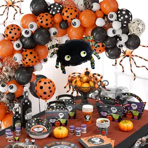 Halloween Ballon Arch Garland Kit, Schwarz Orange Konfetti Luftballons für Kinder Thema Party Hintergrund Klassen zimmer Dekorationen