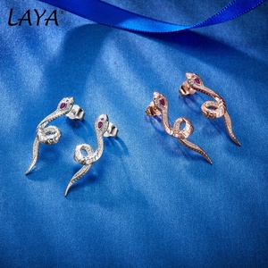 CT colore argento 925 carino a forma di <span class=keywords><strong>serpente</strong></span> Design unico Plain argento brillante zircone collana per donne gioielli originali - Product Image 6