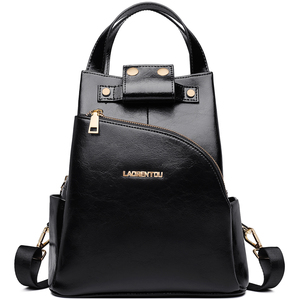 All'ingrosso borsa da <span class=keywords><strong>donna</strong></span> di design marrone nero in pelle di poliestere di grande capacità zaino da <span class=keywords><strong>donna</strong></span> - Product Image 1