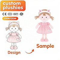 Poupées en peluche personnalisées pour filles avec oreilles d'animaux, OEM ODM, poupées en tissu doux rembourrées avec bandeau tête de chat, renard, lapin, cadeau personnalisé pour enfants, vente en gros