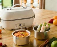 Boîte à lunch électrique portable en acier inoxydable de 2 L, petits appareils électroménagers, 4 compartiments, chauffe-aliments 300 W