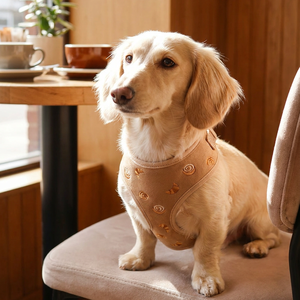 Ensemble Harnais et Laisse Brodé<span class=keywords><strong>s</strong></span> pour Chien avec Nœud Papillon, Harnais Gilet Doux et Réglable pour Chiot, Ensemble Collier de Luxe pour Animaux de Compagnie - Product Image 3