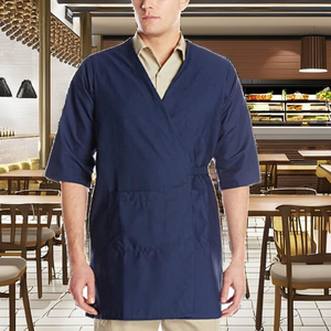 Blouse de Travail Unisexe à Manches Mi-Longues en Mélange Polyester-Coton Respirant, Sans Col, pour Chef de Restaurant, Boucher, Magasin, Laboratoire - Product Image 2