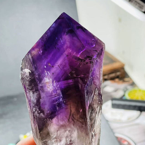 Pietra curativa di cristallo grezzo naturale grezzo punto di spina dorsale di ametista minerale <span class=keywords><strong>Single</strong></span>-End terminazione bacchetta torre - Product Image 6