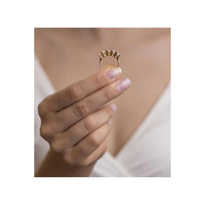   แหวนทองคำ 22 กะรัต ประดับหินห้าเม็ด รุ่น 3254 วินเทจ ทรงมาร์คีส์ ชุบโรเดียม ทองเหลือง ประกายเงางาม ได้รับการรับรองจาก IGI - Product Image 1