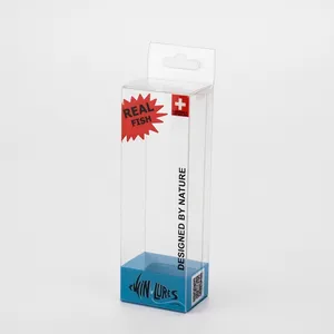 Hoge Kwaliteit. 3 Dikte Kleine Plastic Vis Lokt Verpakking Transparante Opvouwbare Box Visaas Clear Pvc Doos Met Hanger