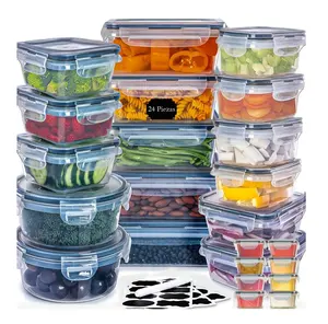 24 Pack Airtight Food Storage Container Set Plastic Food Storage Container Organizer Lunch Box Set