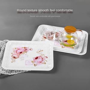 Juego de servir de boda de flores rosas, diseño personalizado, Gran bandeja rectangular de melamina blanca elegante, individual para alimentos, precio de fábrica al por mayor - Product Image 5