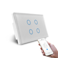 Makegood Interrupteur mural de luxe moderne pour maison intelligente AU/US SAA Wifi 4 gangs Interrupteur mural Alexa google Touch Verre Wifi Interrupteur mural