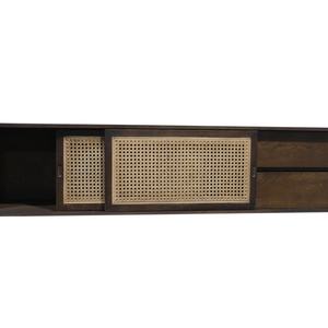 Soporte de TV Desmontable con Puerta Corredera de Ratán, Mueble para Sala de Estar - Product Image 4