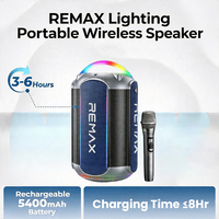 Remax Tragbarer Bluetooth 6.0 Lautsprecher mit LED-Lichtern Karaoke-Maschine mit 1 Drahtlosen Mikrofonen Unterstützt BT/AUX/USB/TF-Karte