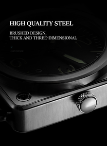 <span class=keywords><strong>Orologio</strong></span> da Uomo di Lusso Personalizzato con Cassa Quadrata in Acciaio Inox e Cinturino in Pelle, Movimento al Quarzo, Quadrante in Vetro e Display a Lancette - Product Image 3