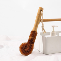 Brosse à bouteille écologique en fibre de coco avec long manche en bambou, brosse de nettoyage pour tasses, poils naturels en fibres végétales, outil de lavage de cuisine