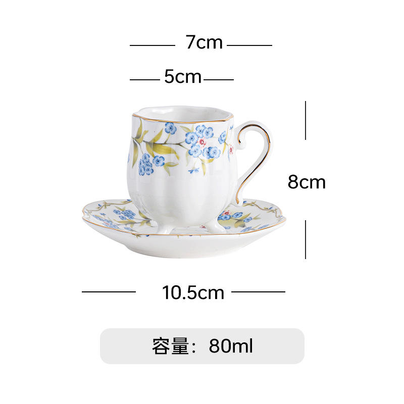 3 Corner Cup Saucer Blue Flower