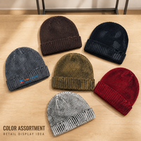 Bonnet d'hiver en tricot côtelé avec revers replié, plusieurs coloris, personnalisation du logo pour la vente en gros et en détail
