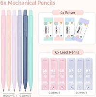Ensemble de crayons mécaniques 0,5 mm 0,7 mm avec 360 recharges de mine HB, 4 gommes pastel, outils de dessin de haute qualité pour l'école et le bureau