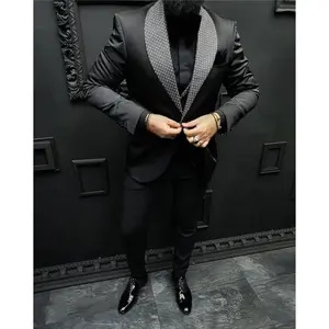 Tailor Made Wedding Suits Italian Design Custom Made Black Smoking Tuxedo Jacket 2 Piece Groom Terno Suits For Men