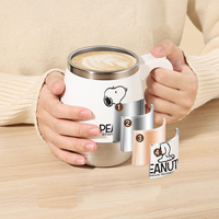 Mug à café isotherme Snoopys pour le bureau, en acier inoxydable 304, à double paroi, anti-brûlure, avec couvercle anti-poussière et poignée