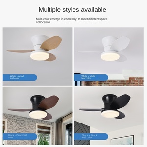 Ventilateur de plafond LED moderne à montage encastré avec pales en bois massif et corps de lampe en ABS, moteur AC pour salon et chambre à coucher - Product Image 2