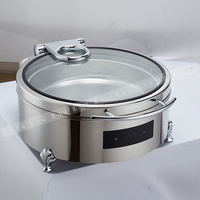 5 étoiles luxe 9L électrique chauffe-plat hydraulique en acier inoxydable rectangulaire Buffet Chafer avec couvercle en verre pour la restauration