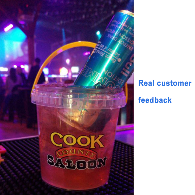 Пользовательский пищевой прозрачный пластиковый ведро для льда с крышкой и ручкой