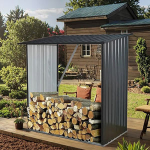 HUDING Almacenamiento de madera al aire libre Cobertizo de metal Gabinete de almacenamiento Cobertizos modernos y almacenamiento Cobertizo de leña de acero galvanizado en color - Product Image 1