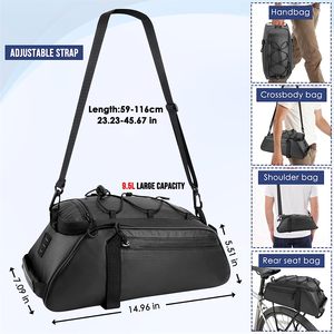 Bolsa de portabicicletas impermeable de gran capacidad, bolsa para maletero de bicicleta, alforja para SILLÍN, bolsa de transporte de carga para ciclismo con correa para el hombro y gancho - Product Image 5