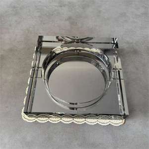 Clear Gold <strong>Gray</strong> Silver Coating Square <strong>Crystal</strong> Ashtray for Smoking Cigarettes MH-6169 - Product Image 2