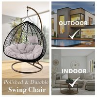 Fauteuils suspendus doubles en rotin tressé pour patio, style nid d'oiseau, pour l'extérieur
