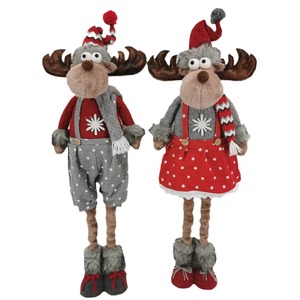 Elonna New Design Funny Christmas Elk Standing Telescopic Cloth <b>Doll</b> <b>Handmade</b> Modern Home Decor Window Ornament - Product Image 5